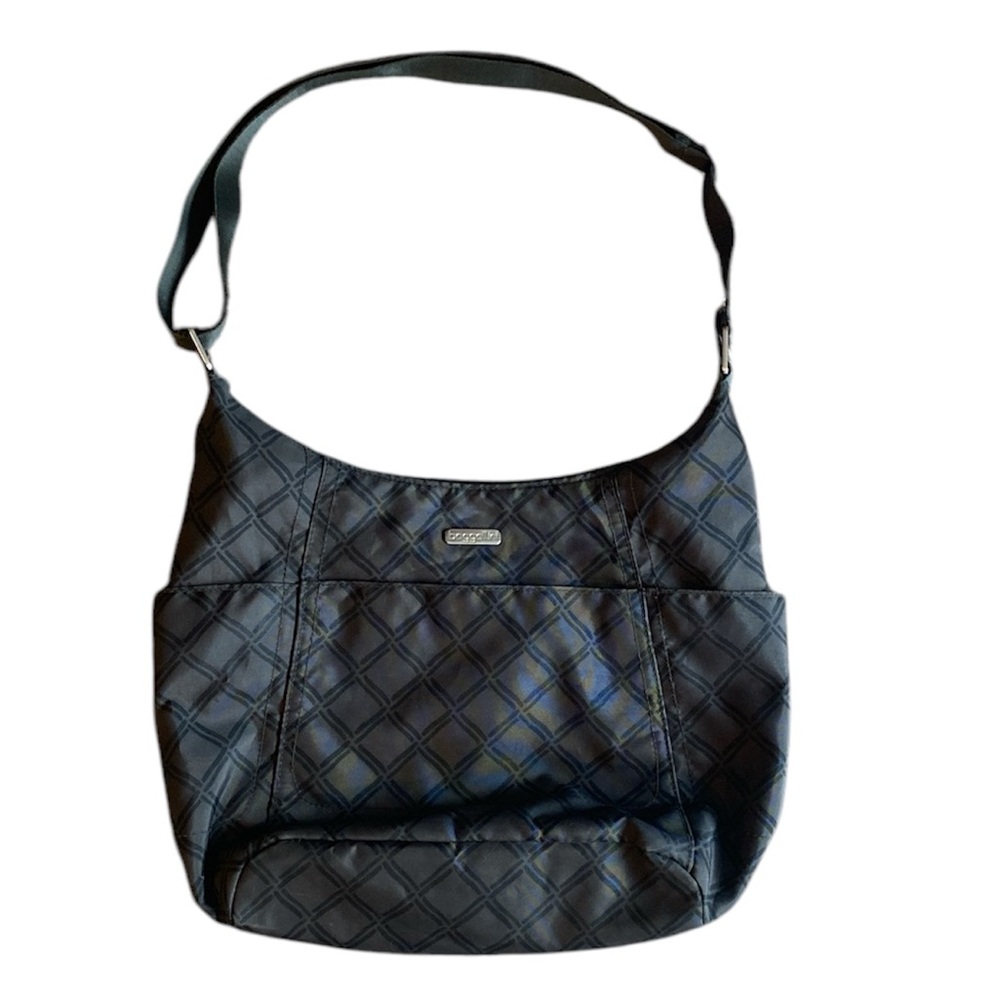 Baggallini Gray & Black Diamond Large Travel Shoulder Hobo Bag Purse